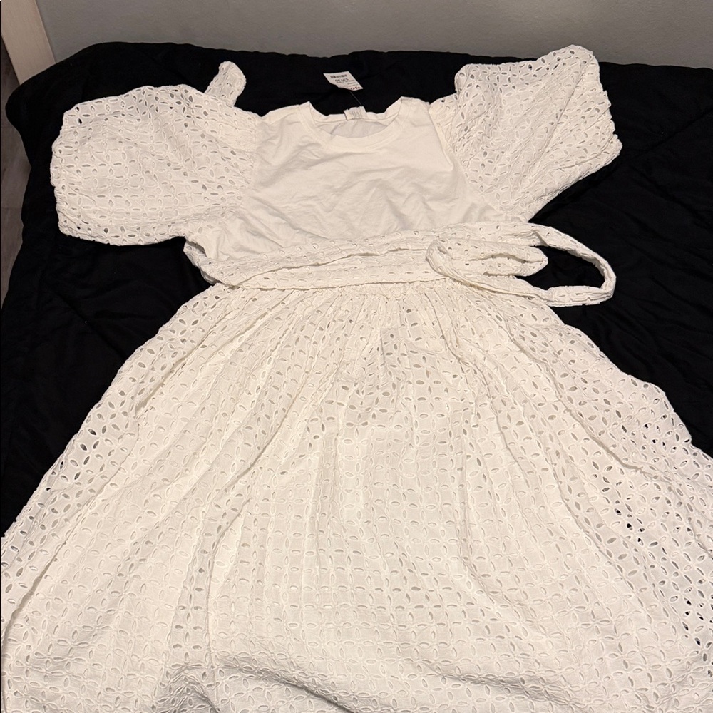 T.J.Maxx White Long Sleeve Eyelet Dress